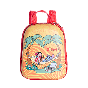 Mochila Infantil Stitch Tropical Maxtoy Diplomata com Alça de Costas