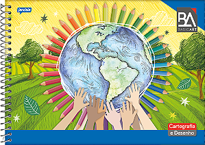 CADERNO ESPIRAL CAPA FLEXÍVEL CARTOGRAFIA 48FLS BASIC ART