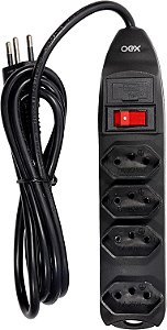 Filtro de Linha 4 Tomadas Bivolt - TM 102 Preto OEX