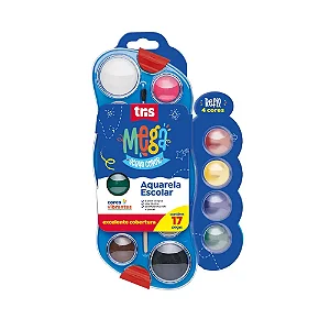 Aquarela Mega Acqua Color - 12 Cores + 4 Cores Refil - Tris