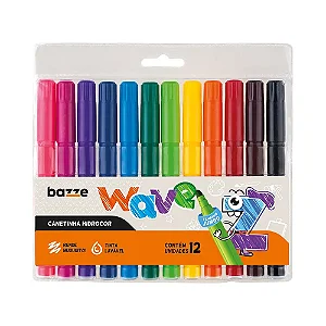 Hidrocor Ponta Jumbo Wave 12 Cores - Bazze