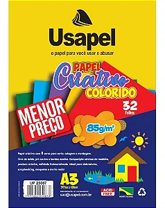 Papel Criativo 8 Cores 32fls A3 85g/m² - Usapel