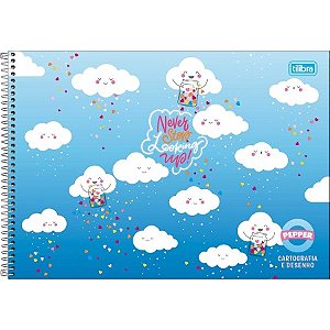 Caderno de Cartografia e Desenho Espiral Capa Dura Pepper Feminino 80 Folhas