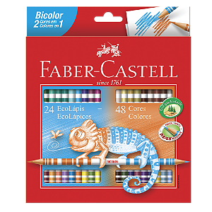 Ecolápis de Cor Faber-Castell Bicolor 48 Cores - 24 lápis