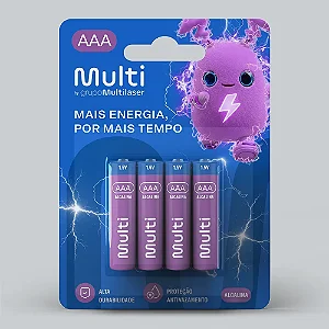 Pilha Alcalina AAA Com 4 Unidades Multi - PA002