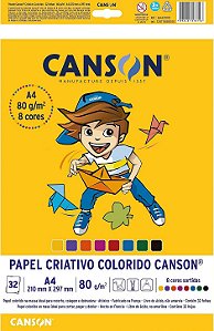 Papel Criativo 8 Cores 32fls A4 80g/m² - Canson
