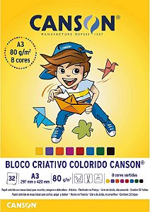 Papel Criativo 8 Cores 32fls A3 80g/m² - Canson