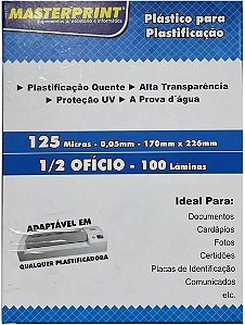 Polaseal Plástico para Plastificação 1/2 Ofício 2 Masterprint com 100 unidades