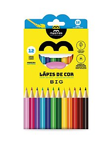 Lápis de Cor 12 Cores Jumbo em Madeira - Master