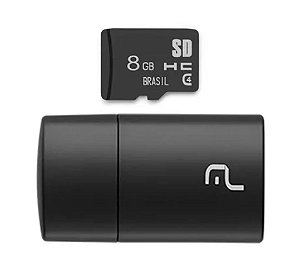 Pen Drive 2 em 1 Leitor USB + Cartão de Memória Classe 4 8GB Preto Multilaser - MC161