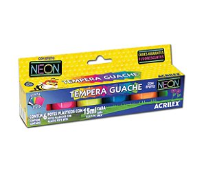 Tinta Guache 15ml 6 Cores Neon Acrilex