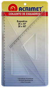 CONJUNTO DE ESQUADROS 45º E 60º (26 CM)