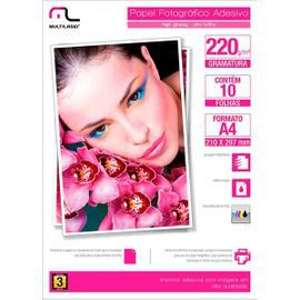 Papel Fotográfico Multilaser Adesivo 220Gm2 10 Fls A4 PE001