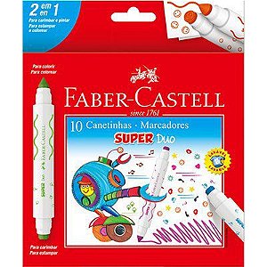 Caneta Hidrográfica 10 cores Super Duo - Faber