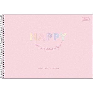 CADERNO DE CARTOGRAFIA E DESENHO ESPIRAL CAPA DURA HAPPY 80 FOLHAS