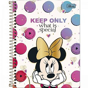 CADERNO ESPIRAL CAPA DURA COLEGIAL 10 MATÉRIAS MINNIE 160 FOLHAS