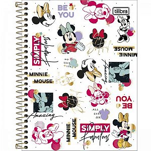 CADERNO ESPIRAL CAPA DURA COLEGIAL 1 MATÉRIA MINNIE 80 FOLHAS