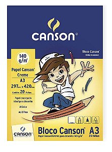 Bloco Desenho A3 Creme 140g Canson c/20 folhas