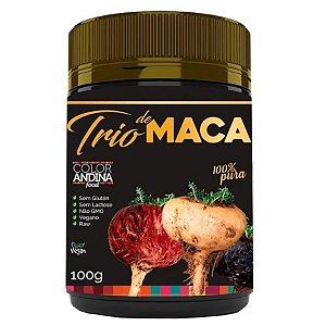 Trio Maca 100g - Maca Amarela, Vermelha e Black 100g - Color Andina