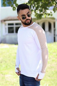 CAMISA MANGA LONGA ENCAIXE PARA DEDO - BRANCA