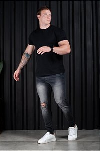 Calça Jeans Skinny Destroyed Masculina