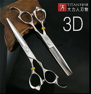 Kit de tesouras Titan 3D 6.0 (Fio Navalha + Desbaste)