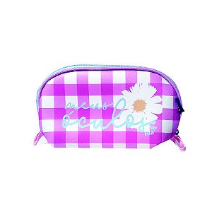 Necessaire meia lua M vichy rosa 