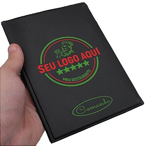 Porta Conta Para Bares e Restaurantes Preto Personalizado com Gravação em 2 cores