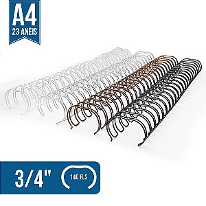 Wire-o Para Encadernação 3/4" 140 fls A4 2x1 Diversas Cores Cortado 23 Anéis