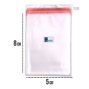 Saco Adesivado 5x8 cm Plástico BOPP Transparente Com Aba 3cm Abre e Fecha