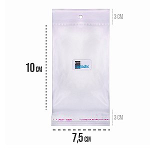 Saco Adesivado 7,5x10 com Solapa e Furo Para Pendurar Plástico BOPP Transparente