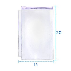 Envelope Canguru 14x20 cm Com Zíper e Cursor Para Agendas e Cadernos Cristal Transparente Liso