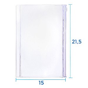Envelope Canguru 15x21,5 cm Com Zíper e Cursor Para Agendas e Cadernos Cristal Transparente Liso