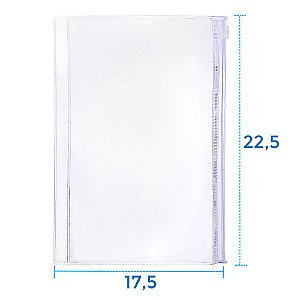 Envelope Canguru 17,5x22,5 cm Com Zíper e Cursor Para Agendas e Cadernos Cristal Transparente Liso