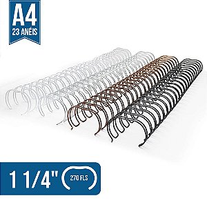Wire-o Para Encadernação 1 1/4" 270 fls A4 2x1 Diversas Cores Cortado 23 Anéis