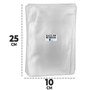 Saco Plástico 10x25 cm PP 0,08 mm Transparente Milheiro