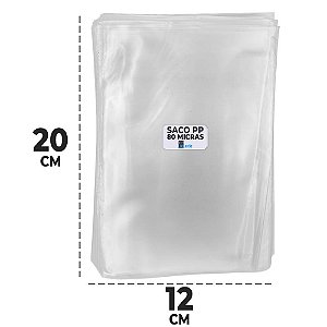Saco Plástico 12x20 cm PP 0,08 mm Transparente Milheiro