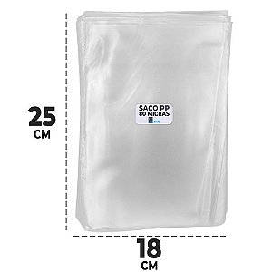 Saco Plástico 18x25 cm PP 0,08 mm Transparente Milheiro