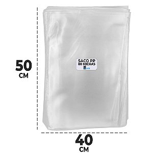 Saco Plástico 40x50 cm PP 0,08 mm Transparente Milheiro