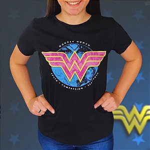 Camiseta Wonder Woman M - Preto - Oficial