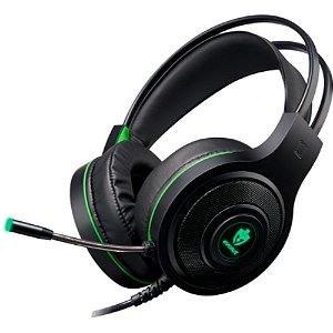 Headset Gamer Evolut Têmis EG301 preto e verde com luz LED
