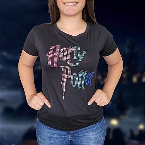 Camiseta Harry Potter Strass Colorido Feminino TAM: M