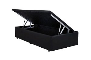 Cama Box Baú New Master - Solteiro Corino Preto