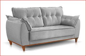 Sofá 3 Lugares Espanha Linho Cinza – JC Estofados (197cm)