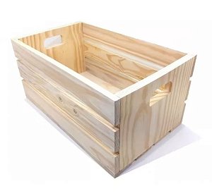 Caixote De Feira Decorativo 50 x 30 cm Em Madeira Pinus