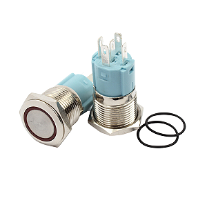 Botao Pulso 16mm LED Vermelho 110/220v Ring