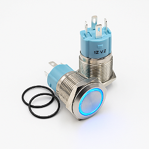 Botao Pulso 16mm LED Azul 110/220v Ring