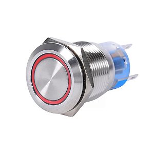 Kit 50x Botões Pulso Start 19mm LED Vermelho 12/24v