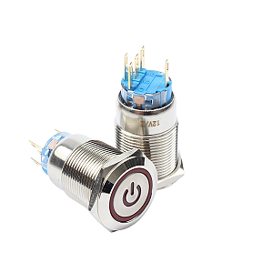 Botao Pulso Start 19mm LED Vermelho 110/220v Símbolo Power