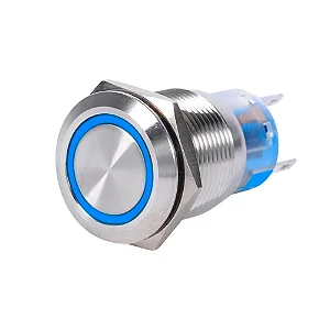 Kit 18x Botões Universais 19mm LED Azul 12/24v + 18x Conectores